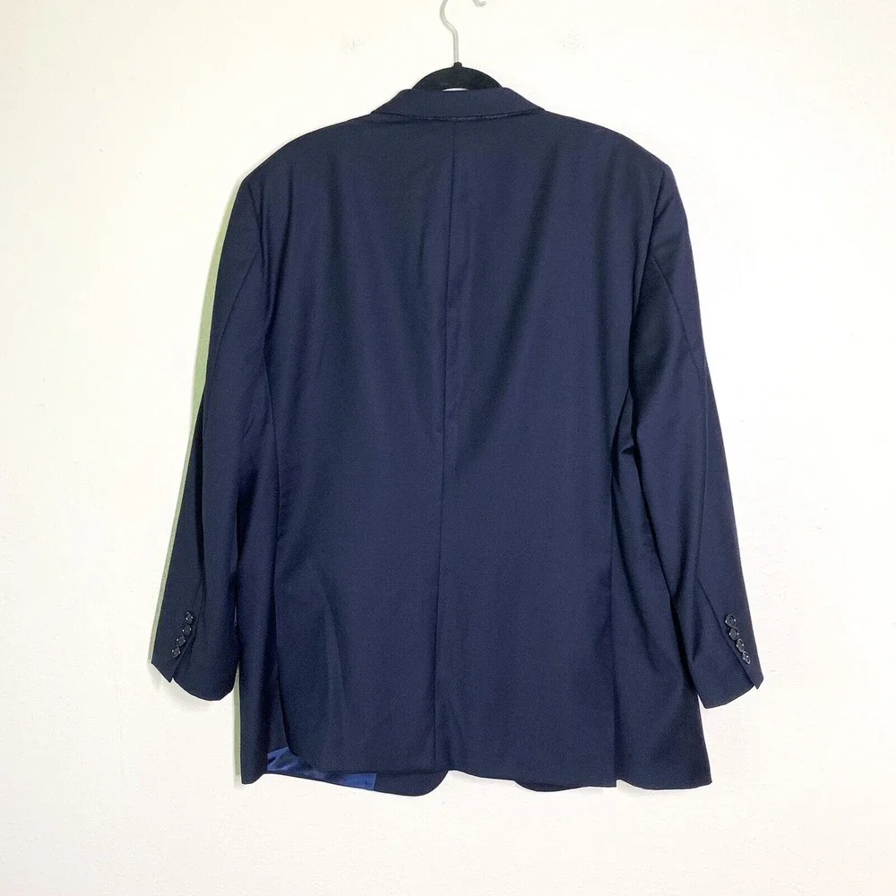 Hickey Freeman Milburn II Blazer Jacket 46 R Navy Blue 100% Wool Sport Coat